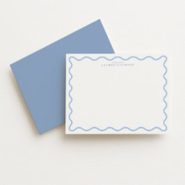 Light Blue Wavy Border Personalized Note Card 招待状