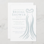 Light Blue Wedding Dress Bridal Shower Invitation 招待状 (正面/裏面)