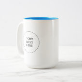 Light Blue White Business Logo Simple Promotional ツートーンマグカップ (正面左)