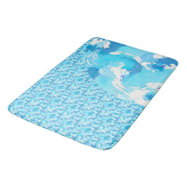 Light blue & White Ocean Abstract Art バスマット