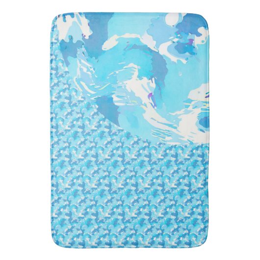 Light blue & White Ocean Abstract Art バスマット (正面縦)