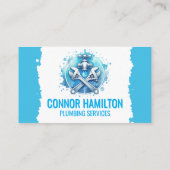 Light Blue White Watercolor Plumbing Logo 名刺 (裏面)
