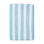 Light Blue White Watercolor  Stripes バスマット (正面縦)