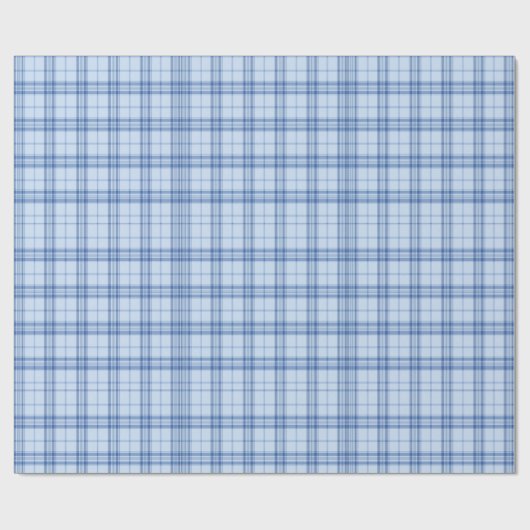 Light Blue Windowpane Plaid ラッピングペーパー (フラット)