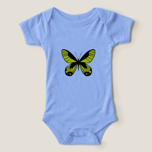 Light Blue Yellow Butterfly Baby Bodysuit Nature I (デザイン正面)