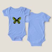 Light Blue Yellow Butterfly Baby Bodysuit Nature I (デザイン正面&裏面)