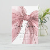 Light Blush Bow Clean Personalized Baby Shower  招待状 (スタンド正面)
