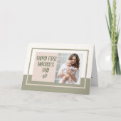 Light Boho Green Pink First Mother's Day Photo カード (正面)