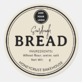 Light Brown Bakery Sourdough Bread Label Sticker ラウンドシール (正面)