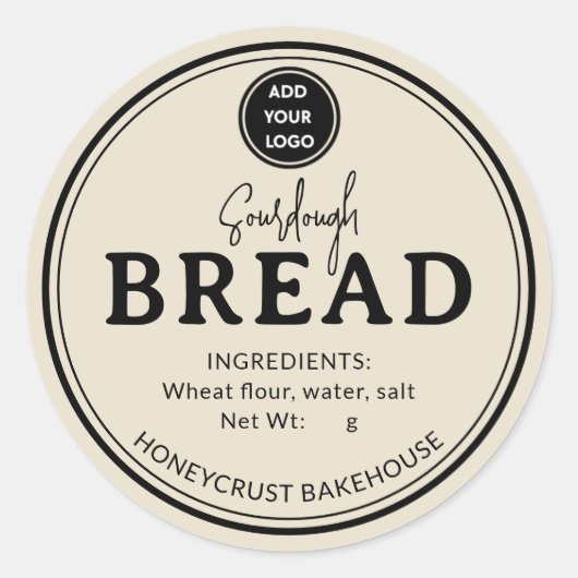 Light Brown Bakery Sourdough Bread Label Sticker ラウンドシール (正面)