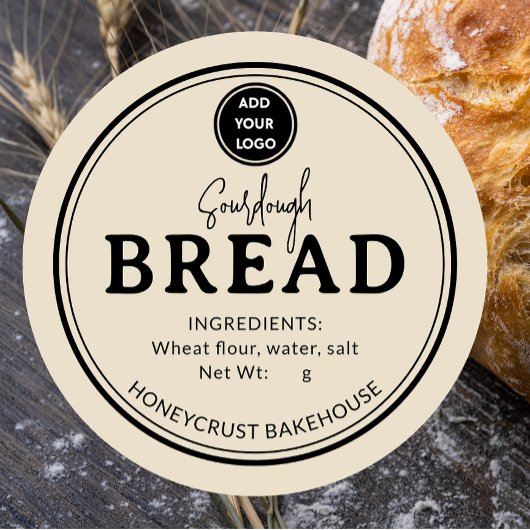 Light Brown Bakery Sourdough Bread Label Sticker ラウンドシール