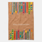 Light Brown Vintage Skis Personalized キッチンタオル (縦)