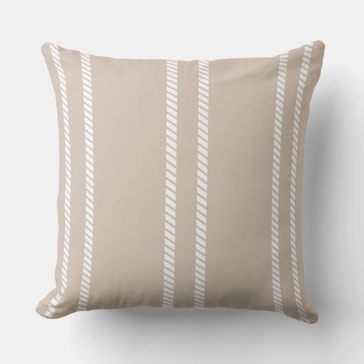 Light Brown with Stripes Throw Pillow クッション (正面)