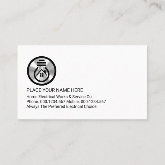 Light Bulbs Electrician Vignette 名刺 (裏面)