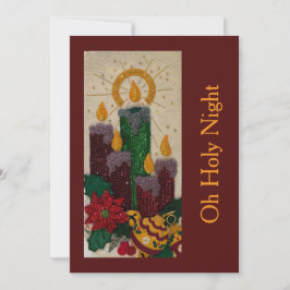 Light Candle Sequin Sewing Holly Holiday Card シーズンカード