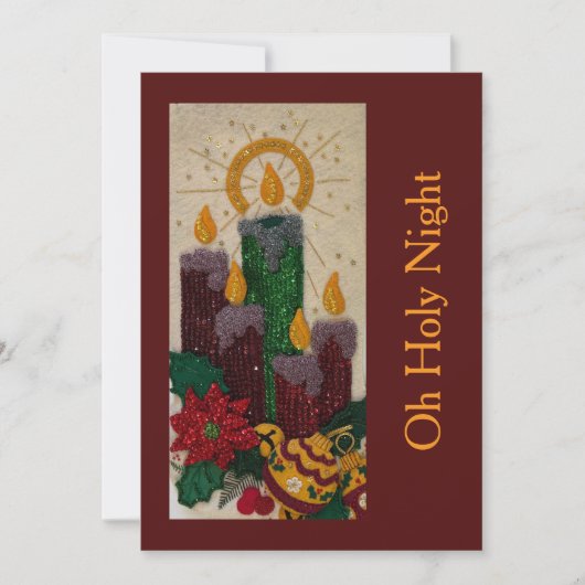 Light Candle Sequin Sewing Holly Holiday Card シーズンカード (正面)