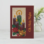 Light Candle Sequin Sewing Holly Holiday Card シーズンカード (スタンド正面)