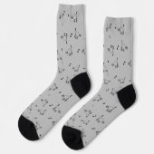 Light Charcoal Cat Line Art Pattern Socks ソックス (左)