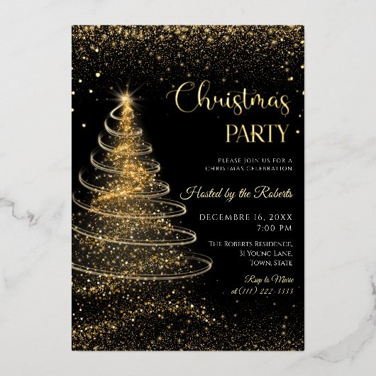 Light christmas tree Birthday Foil Invitation 箔招待状 (正面)