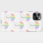 Light Colors Rainbow Umbrella Print Rain Drops iPhoneケース (裏面横)