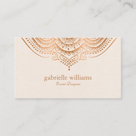 Light Cream linen texture with copper tones manada 名刺 (正面)