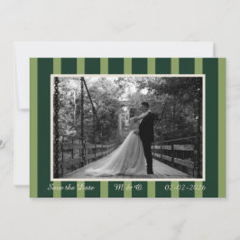 Light & Dark Green Thin Stripe Invitation 招待状