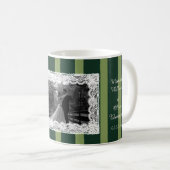 Light&Dark Green Vintage Lace Stripe Invitation コーヒーマグカップ (正面右)