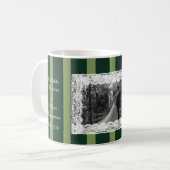 Light&Dark Green Vintage Lace Stripe Invitation コーヒーマグカップ (正面左)