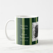 Light&Dark Green Vintage Lace Stripe Invitation コーヒーマグカップ (左)