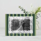 Light&Dark Green Vintage Lace Stripe Invitation 招待状 (スタンド正面)