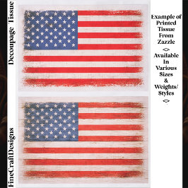 Light Distressed American Flag Pair EX1 Decoupage 薄葉紙