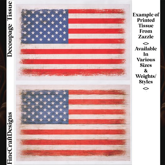 Light Distressed American Flag Pair EX1 Decoupage 薄葉紙
