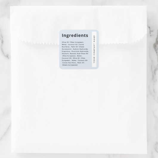 Light dusty blue trendy ingredient list product スクエアシール (バッグ)