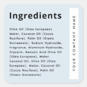 Light dusty blue trendy ingredient list product スクエアシール (正面)