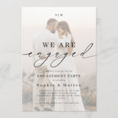 Light Faded Fading Photo Monogram Engagement Party 招待状 (正面)