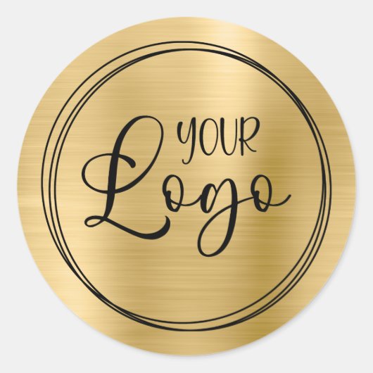 Light Gold Foil Your Business Logo Here ラウンドシール (正面)