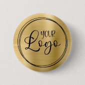 Light Gold Foil Your Business Logo Here 缶バッジ (正面)