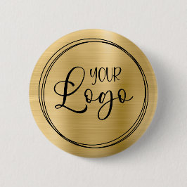 Light Gold Foil Your Business Logo Here 缶バッジ
