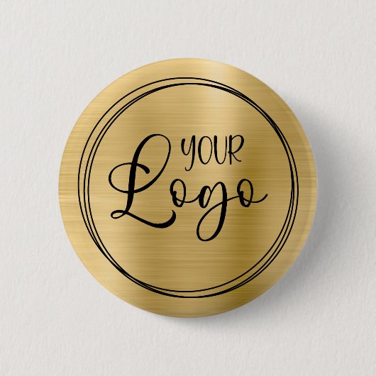 Light Gold Foil Your Business Logo Here 缶バッジ (正面)