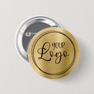 Light Gold Foil Your Business Logo Here 缶バッジ
