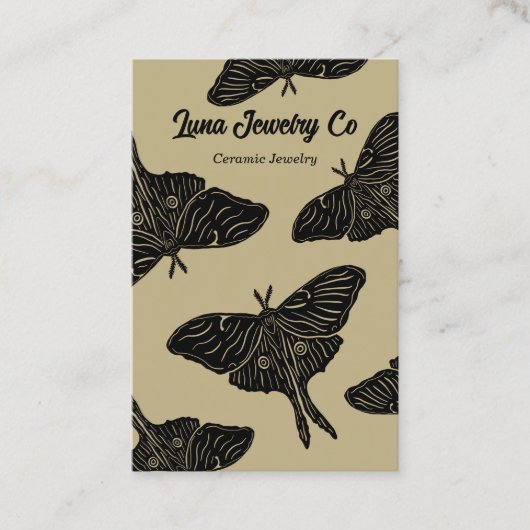 Light Gold Mystical Luna Moth Blank Business Card 名刺 (正面)