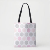 Light Gray and Pink Polka Dots Tote Bag トートバッグ (正面)