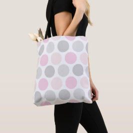 Light Gray and Pink Polka Dots Tote Bag トートバッグ