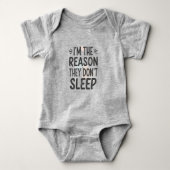 Light Gray Baby Bodysuit with Funny Phrase  ベビーボディスーツ (正面)