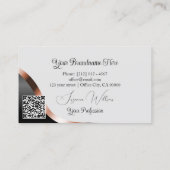 Light Gray Black Wavy Rose Gold Decor Logo QR Code 名刺 (裏面)