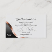 Light Gray Black Wavy Rose Gold Decor Monogrammed 名刺 (裏面)