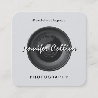 Light gray camera lens photography  スクエア名刺