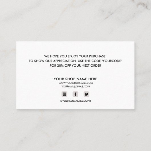 LIGHT GRAY CUSTOMER THANK YOU FOR YOUR ORDER 名刺 (裏面)