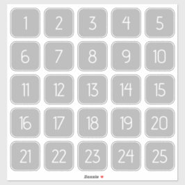 Light Gray Customizable Square Number Stickers  シール