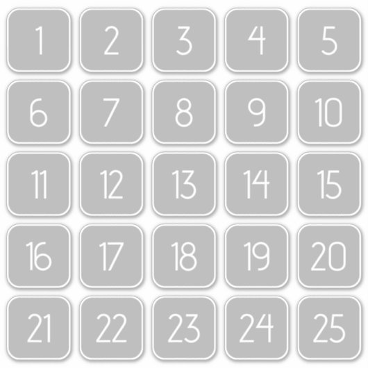 Light Gray Customizable Square Number Stickers  シール (正面)